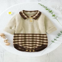 Bagilaanoe novorođenče Dječak Dječak pleteni rub džemper dugih rukava bodi karirani ispis pulover dojenčad