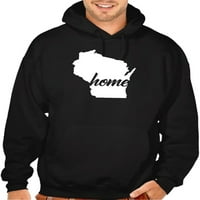 Muški dom Wisconsin Karta V Crna pulover Hoodie 4x-Large