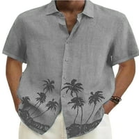 NOLLA Muška majica za bluza za vrat kratki rukav Summer Majice MENS COMFY Gumb dolje majica Grey M