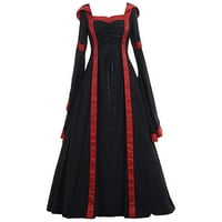 Ljetne haljine za žene Žene Vintage Podne Dužina Gotske Cosplay haljina za žene za žene Black XXXL