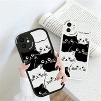 Slim Cartoon Crno bijele mačke Kožna leđa kućišta PU kožna poklopac Telefon za telefon Samsung A51