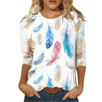 Koaiezne bluze za žene Žene Ljetne vrhove Okrugli izrez Three Quarter rukava Komforna cvjetna bluza