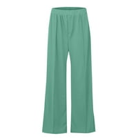 Absuyy labave ljetne hlače Žene elastične struke Restor Ležerne prilike labave duge hlače zelena veličine