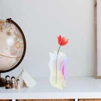 Iridescentna akrilna cvijeća vaza modernog jasnog oblikovanog cvijeća u obliku talasa vaza