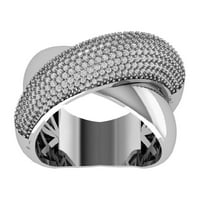 Araiya Sterling Silver Diamond Criss Cross Band Prsten za žene, veličina 8.5