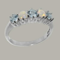 Britanci napravio je 9k bijelo zlato prirodne akvamarine i opal ženski prsten - veličine opcija - veličine