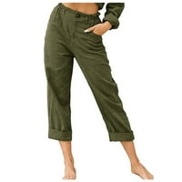 Ležerne pantalone za žene Ženske pantalone Povratne hlače Elastične struke posteljine hlače Ležerne