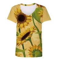 Štedne majice za žene grafički suncokret tinejdžeri modna odjeća V-izrez Tee majica casual comfy pulover