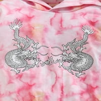 Djevojke za bebe Outfits Tie-Dye Dragon Print Dugih rukava HOODIE TOP + Hlače Odjeća Set 12-mjeseci, Pink
