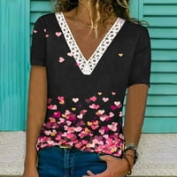 Olyvenn Ženske trendi tunika Osnovne majice Majice Popust cvjetni grafički vrhovi čipke V izrez majice