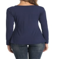 Jo.Hannah seljački vrhovi za ženu dugih rukava tunika bluza Ruched majice Prednja čipka Tvrda tinejdžeri