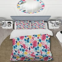 Art DesimanArt 'Plavi i ružičasti cvijet' kabina i kućni ljubimci za prekrivač postavljen Twin