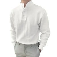 Advoicd Muške majice s dugim rukavima za muškarce Muškarci Proljeće i jesen gumb Okrugli izrez Čvrsta