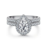 Toyella sterling srebrni prsten sa zirkon zirkonom zvona za simulaciju dijamantski prsten ružičasto