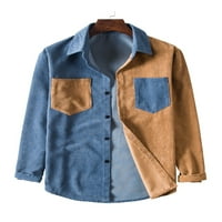 Avamo mens majica dolje Casual dugi rukav lapeli ovratnik bluze labavo jesen jesen zimski patchwork