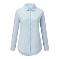 Entyinea ženske majice labavi fit okrugli vrat dugih rukava pulover svijetlo plavi xxl