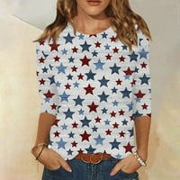 Ženska rukava Crewneck Cute majice Ležerne prilike Trendy Bluuses Tri guarter Dužina majica Pulover
