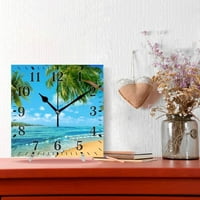 Obalni zidni sat na plaži, palminski drveće Havajski tropski morska obala Sat Sat Print Dekorativni