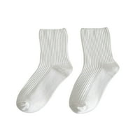 Ženske čarape srednje cijevi, čvrste rebraste čarape za teksturu, unutarnje vanjske tople kratke čarape