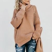 Anuirheih Turtleneck pletene pulover džempere za žene zimske dugih rukava sa labavim finu čvrstom bojom