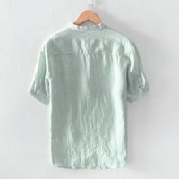 Jinyu muške vrećaste pruge pamučna posteljina kratki rukav džepni majica na vrhu bluza