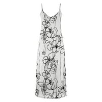 Prodajni klirens Maxi haljina za žene Ljetni reznik veslačkog haljina V-izrez Duga haljina bez rukava