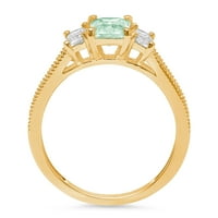 1.82ct Emerald Cut VVS Pravi sukob Besplatno zeleno simulirano dijamantsko žigošeno puno 18k žuti zlatni