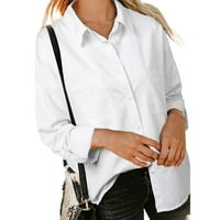 Ženski odobrenje ispod $ 5- Jesen Solidan Cardigan dugme Denim majice srušene košulje na dugim rukavima modni kardigan