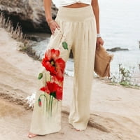 Široke pantalone za noge Žene visokog struka rastezljivo široke noge udobne hlače na plaži Palazzo Hlače
