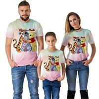 Crew vrat roditelj-dječja odjeća ljetna majica, crtani-winnie the pooh Ispis kratkih rukava, modni i