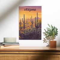 Arizona, ulje slika, kaktus i zlatni zalazak sunca Birch Wood Wit