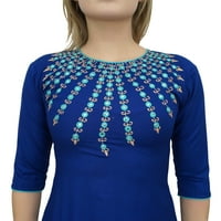 BIMBA ženski plavi dizajner Tunic izvezeni kurta curti bluza-14