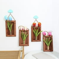 Umjetno cvijeće lažni tulip 3D drveni okviri za fotografije za zidni dekor