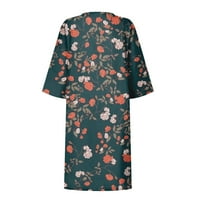 Ženska ljetna vintage Print V-izrez polu-rukave haljina za prozračnu haljinu ženske haljine