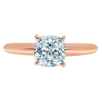 1. CT sjajan rez jastuka simulirani plavi dijamant 14k Rose Gold Solitaire prsten sz 9.25