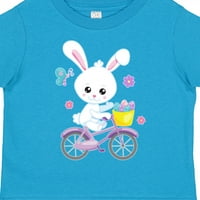 Inktastično sretan uskršnji zeko na biciklu sa pastelnim cvijećem poklon mališani dječak ili majica