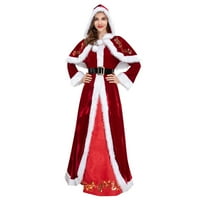 Hoksml haljine za žene Ženska modna čvrsta podložna božićna haljina Zlatna obloga Ispis Santa odijelo