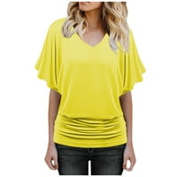 Ženski vrhovi Žene Modni ljetni bat rukav Ležerne prilike pune majice, bluza žuta xxxxxl