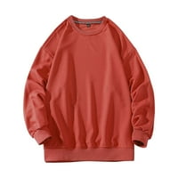 Njshnmn Muška majica s dugim rukavima Boja blok pulover Duks, narandžasta, xxxl