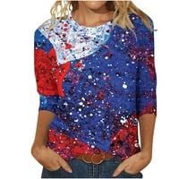 Cleaniance odjeće slatke vrhove za žene labave fit rupne tuničke majice smiješna USA zastava zastava patriotska majica labava sažetak 4. jula Dan nezavisnosti zazor bluza
