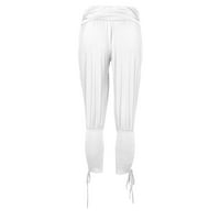 Uorcsa teretana široki džepni zavoj visoki struk elastični korzet joga čvrste ženske hlače bijele boje