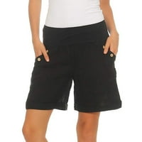 Ženske kratke hlače Jednoslovna elastična gumba široka noga pantnica crna m