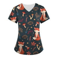Ženski bluze Ženska bluza s kratkim rukavima, grafički otisci V-izrez TEE Ljetni vrhovi narančasti 3xl