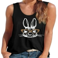 Woobling Dame Vest Rabbit Print T majice Modni tenkovi za žene Boho Holiday Tee Yellow M