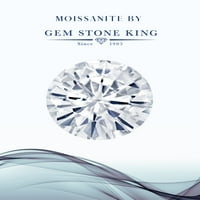 Gem Stone King 18K žuti pozlaćeni srebro 3-kameni prsten sa crvenim i moissiteom