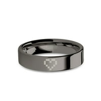 Video Game Vjenčani prsten 8-bitni piksel srca Gunmetal Siva volfram ,, Veličina 10.5