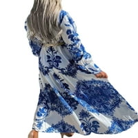 Bomotoo dame maxi haljine cvjetni print ljeto plaža sandress v haljina casual party blue xl