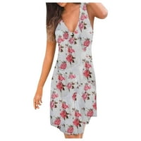Ženska modna cvjetna printu bez rukava s rukavom kratka haljina, molimo kupiti jednu ili dvije veličine