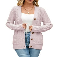 Ženski džemper s dugim rukavima pleteni džemper otvorio je prednji kardigan gumb labava gornja odjeća