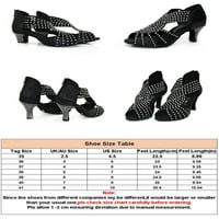 Sanviglor Womens Latino plesne cipele Peep toe plesne cipele Rhinestone sandale za ballroom Cross remen modne haljine pumpe nazad zip mid peta crna 4,5